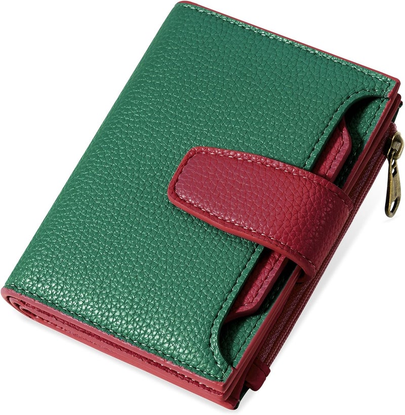 Airkit Small Wallet Women RFID Blocking Soft Leather Bifold Compact Card Holder Wallet for Women with Zipper Coin Pocket 4 ID Window - Image 1
